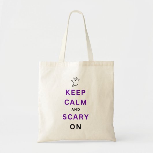 Paarse Blijf kalm en eng op Halloween Ghost Hunt Tote Bag (Voorkant)