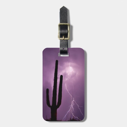 Paarse bliksem en cactus, AZ Bagagelabel (Voorkant verticaal)