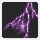 Paarse bliksem vierkante sticker (Voorkant)