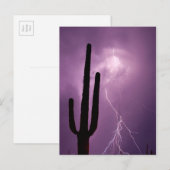 Paarse blikseminslag en cactus, AZ Briefkaart (Voorkant / Achterkant)
