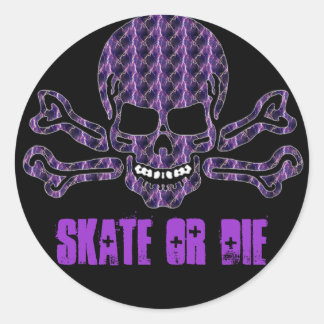 paarse bliksemschicht en kruisbeenderen ronde sticker