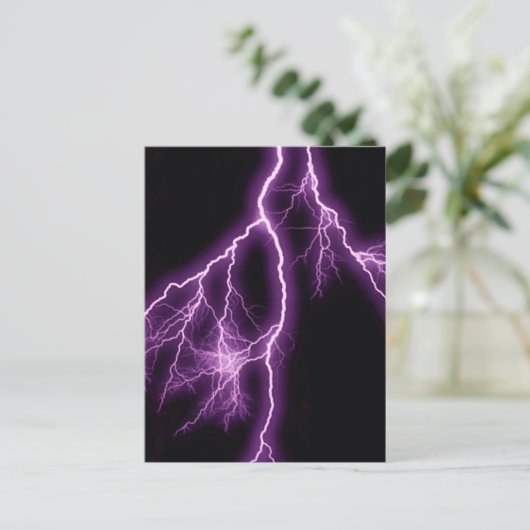Paarse bliksemweergave briefkaart (Staand voorkant)