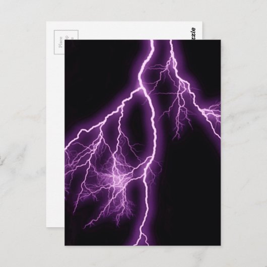 Paarse bliksemweergave briefkaart (Voorkant / Achterkant)