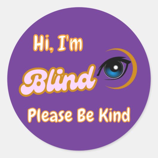 paarse blindsymbool ronde sticker (Voorkant)