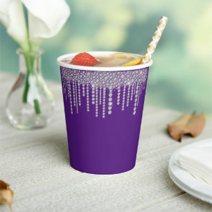 Paarse Bling Girly Sparkle Papieren Bekers