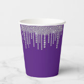 Paarse Bling Girly Sparkle Papieren Bekers (Achterkant)