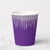 Paarse Bling Girly Sparkle Papieren Bekers (Voorkant)