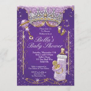 Paarse Bling Glitter Baby Shower-uitvindingen Kaart