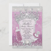 Paarse Bling Glitter Baby Shower-uitvindingen Kaart (Voorkant)