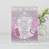 Paarse Bling Glitter Baby Shower-uitvindingen Kaart (Staand voorkant)