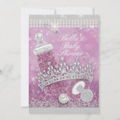 Paarse Bling Glitter Baby Shower-uitvindingen Kaart (Achterkant)