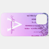 Paarse Bling Luxury Sparkle Glitter Monogram Case-Mate iPhone Case (Achterkant (horizontaal))