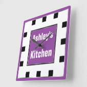 Paarse Block Square Personated Wall Clock Vierkante Klok (Hoek)