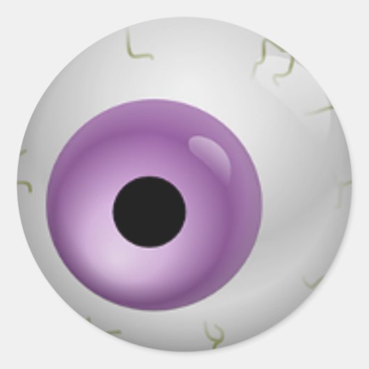 Paarse bloedschot Zombie Eyeball Halloween Ronde Sticker (Voorkant)