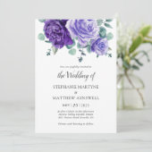 Paarse bloei Eucalyptus Botanische bruiloft Kaart (Staand voorkant)