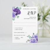 Paarse bloei Eucalyptus Botanische bruiloft RSVP Kaartje (Staand voorkant)