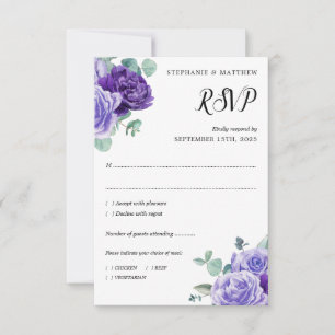 Paarse bloei Eucalyptus Botanische bruiloft RSVP Kaartje