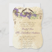 Paarse bloei Groen laat  vogelbruiloften achter Kaart (Voorkant)