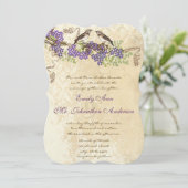 Paarse bloei Groen laat  vogelbruiloften achter Kaart (Staand voorkant)