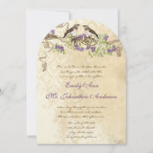 Paarse bloei Groen laat  vogelbruiloften achter Kaart (Voorkant)