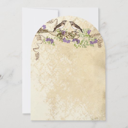 Paarse bloei Groen laat vogelbruiloften achter Kaart (Achterkant)