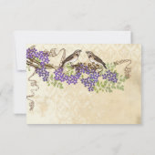 Paarse bloei Groen laat  vogelbruiloften achter RSVP Kaartje (Achterkant)