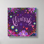 Paarse Bloei Inspirerend Hart Bloemen Canvas Afdruk (Voorkant)
