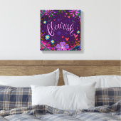 Paarse Bloei Inspirerend Hart Bloemen Canvas Afdruk (Insitu (Slaapkamer))