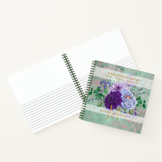 Paarse Bloei Tuinders Dagboek Zaaien Planten Notitieboek (Binnen)