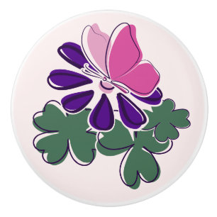 Paarse bloei vlinder flutter lavendel blush keramische knop