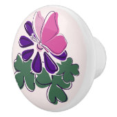 Paarse bloei vlinder flutter lavendel blush keramische knop (Rechts)