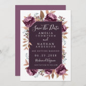 Paarse bloei Waterverf Save the date Invitation (Voorkant / Achterkant)