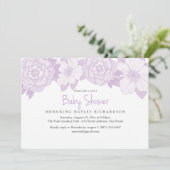 Paarse bloeiende Baby shower uitnodiging (Staand voorkant)