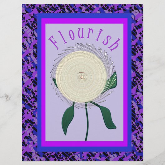 Paarse Bloeiende Bloem Bulk Scrapbook Papier Pagin Flyer (Voorkant)