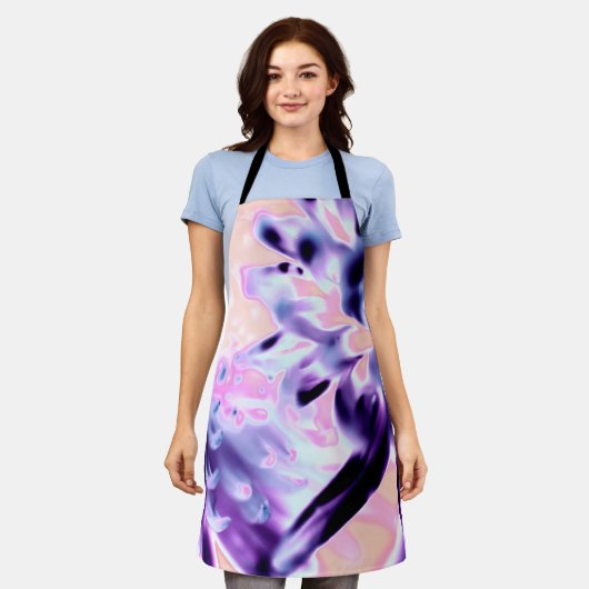 Paarse bloeiende bloemen All-Over Print Schort (Gedragen)