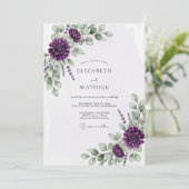 Paarse Bloeiende Eucalyptus Bruiloft Kaart (Staand voorkant)
