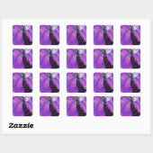 Paarse Bloeiende Giraffe II ~ Vierkante Sticker (Vel)