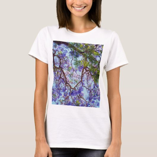 Paarse Bloeiende Jacaranda Boom Olieverf, T-shirt (Voorkant)