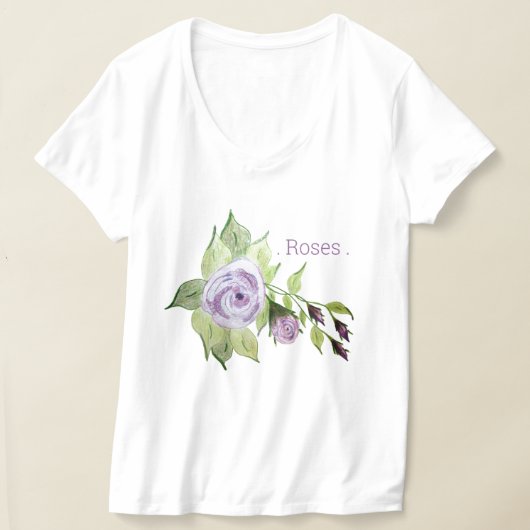 Paarse bloeiende Rozen T-shirt (Laagn)