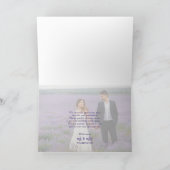 Paarse bloeit bruiloft twee foto Dank u Bedankkaart (Binnen)