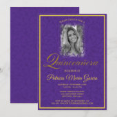 Paarse bloeiwijnstokken met foto kaart (Voorkant / Achterkant)