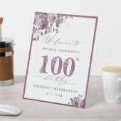 Paarse Bloem 100e Verjaardag Welkomstvoetstuk Reclamebord Met Voetstuk (Insitu)
