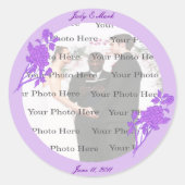 Paarse Bloem Aangepaste Bruiloft Stickers (Voorkant)