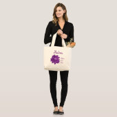 Paarse Bloem Aangepaste naam Moeder van de Bride V Grote Tote Bag (Voorkant (model))