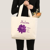 Paarse Bloem Aangepaste naam Moeder van de Bride V Grote Tote Bag (Voorkant (product))
