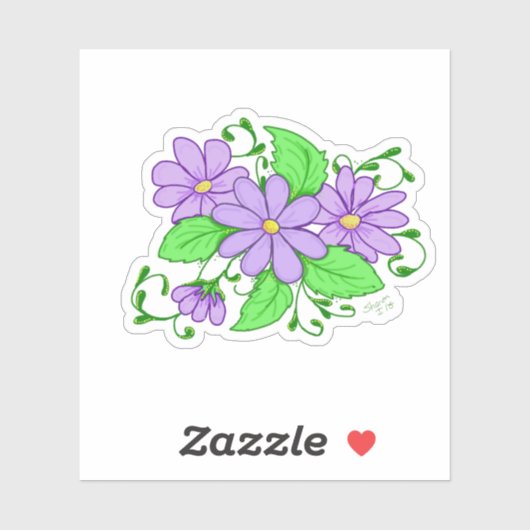 Paarse Bloem Artistiek ontwerp sticker (Vel)
