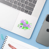 Paarse Bloem Artistiek ontwerp sticker (Laptop met iPhone)