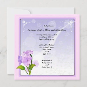 Paarse Bloem Baby Shower Kaart