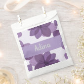 Paarse bloem Bas Mitzva gunstzak met naam Bedankzakje (Geknipt)