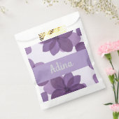 Paarse bloem Bas Mitzva gunstzak met naam Bedankzakje (Gezegeld)